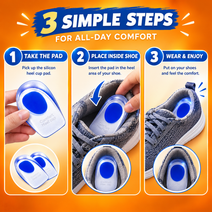 Silicone Gel Heel Cups – Shock Absorbing Heel Support & Pain Relief Pads – 1 Pair