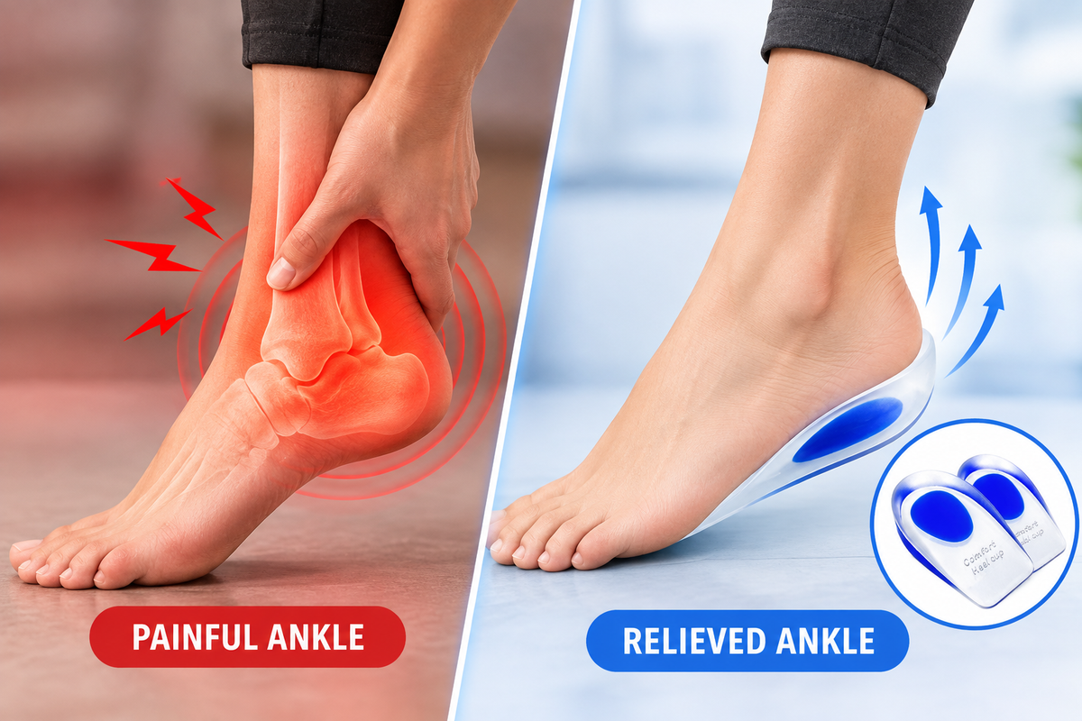 Silicone Gel Heel Cups – Shock Absorbing Heel Support & Pain Relief Pads – 1 Pair